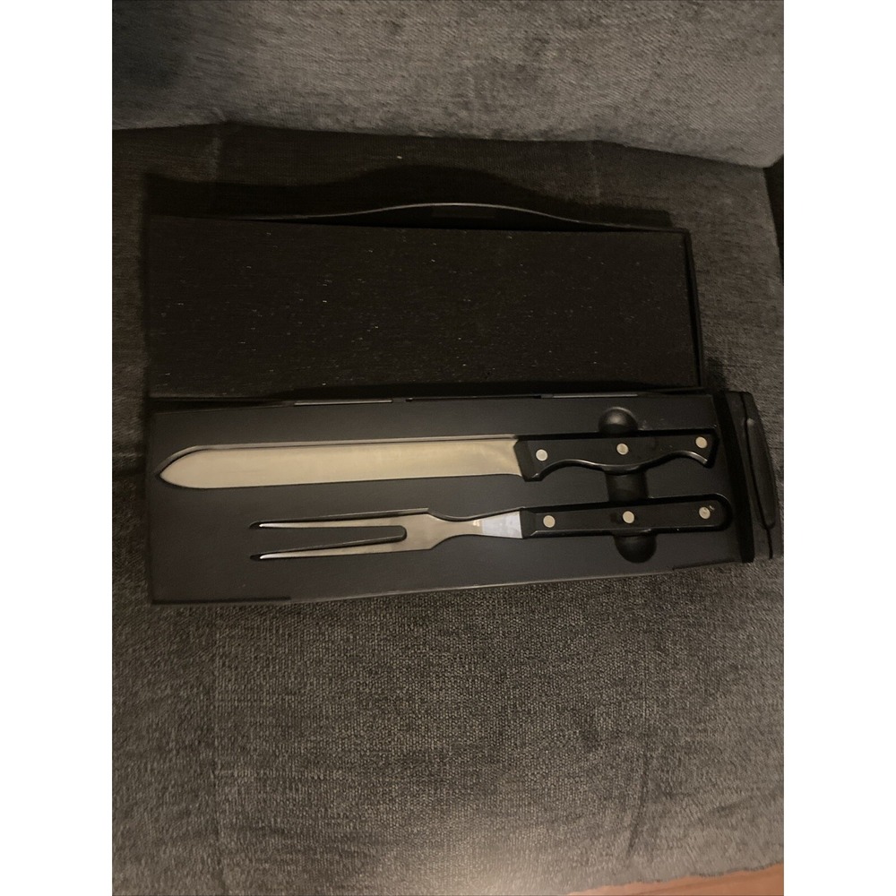 Pampered Chef CARVING‎ SET w/Case that Sharpens/Hones Stainless Steel #1041